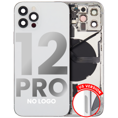 Back Housing W/ Small Components Pre-Installed Compatible For iPhone 12 Pro (US Version) (No Logo) (Aftermarket Plus) (Silver)