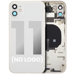 Carcasa trasera con pequeños componentes preinstalados compatible con iPhone 11 (sin logo) (Aftermarket Plus) (Blanco)