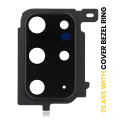 Back Camera Lens With Cover Bezel Ring Compatible For Samsung Galaxy S20 Plus (Cosmic Black)